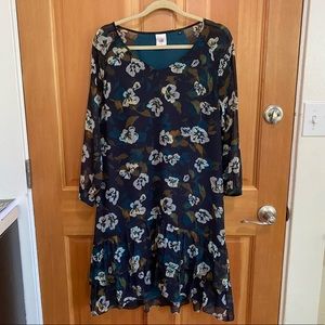 [Cabi] Floral 3/4 Sleeve Flounce Dress